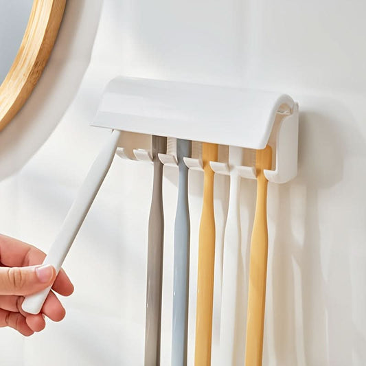 Wall-Mounted Dust-Proof Toothbrush Holder, 6 Brushes