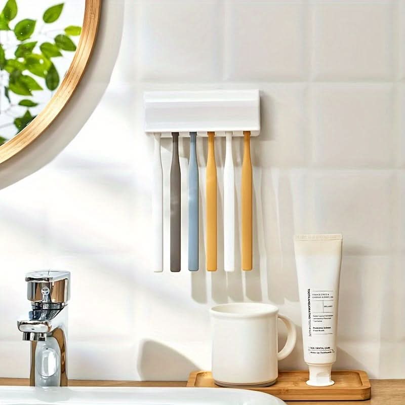 Wall-Mounted Dust-Proof Toothbrush Holder, 6 Brushes