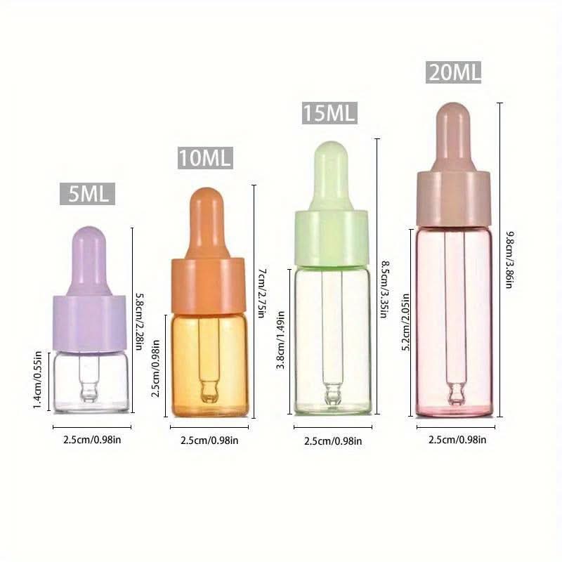 Colorful Refillable Mini Glass Dropper Bottles
