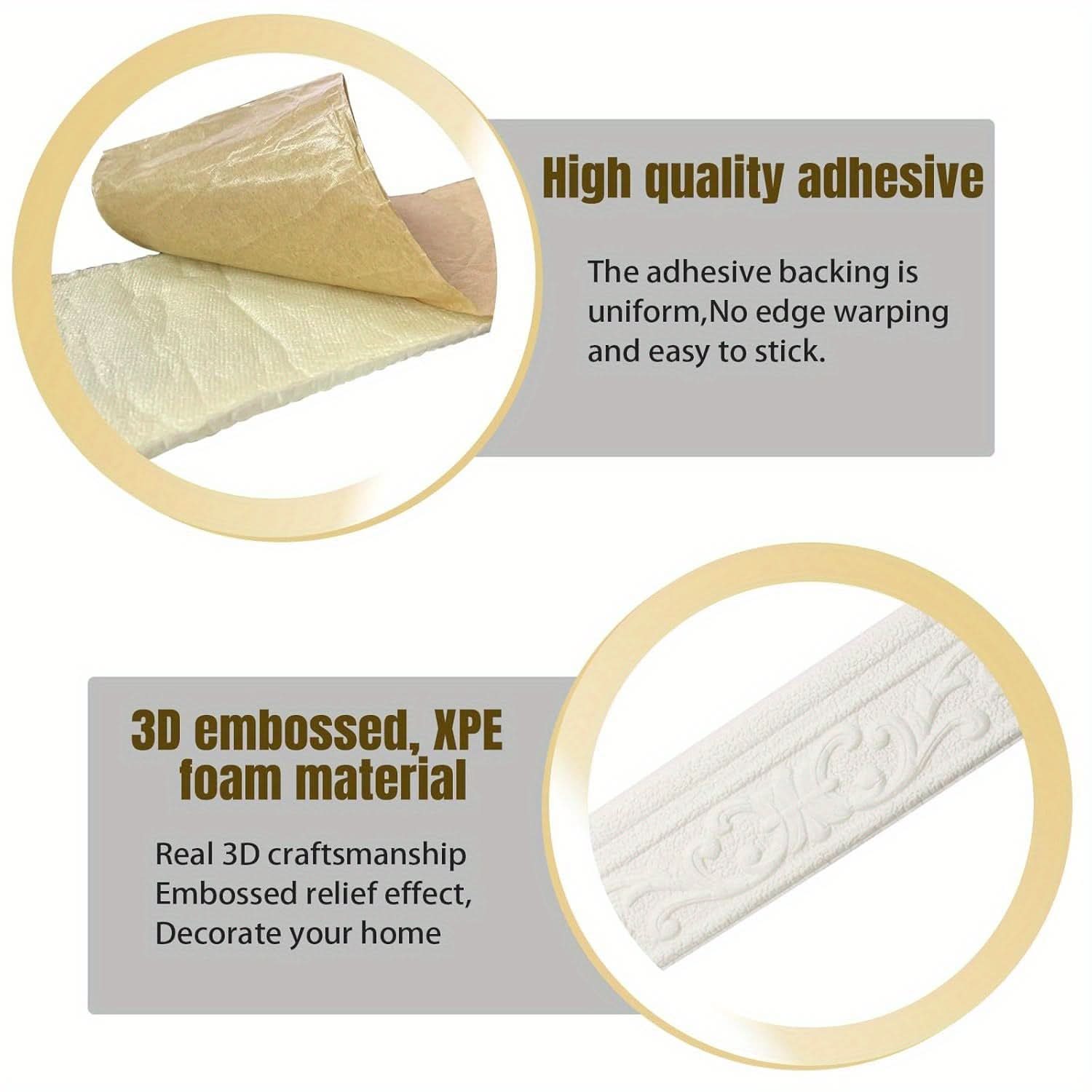 Self-Adhesive 3D White Wallpaper Border
