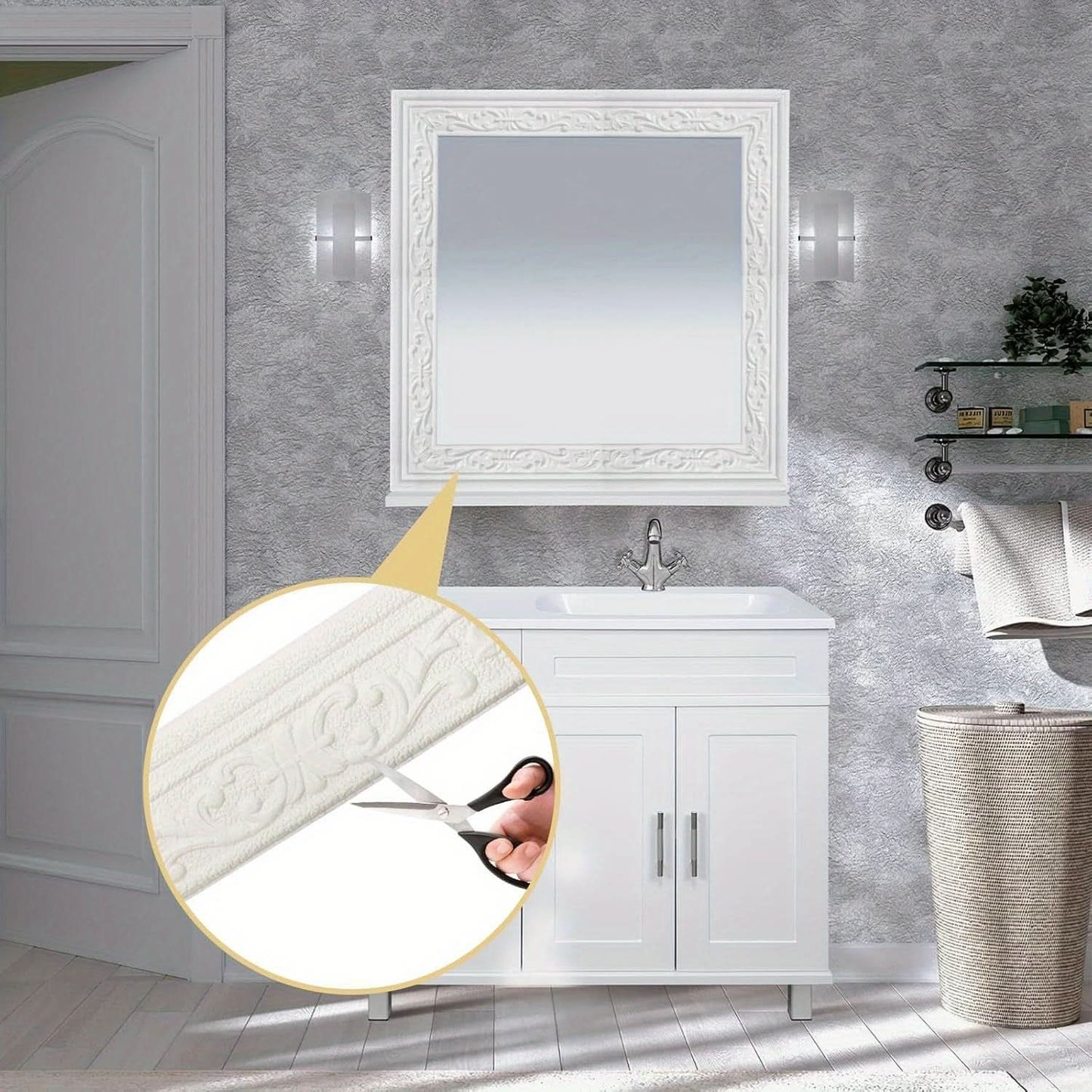 Self-Adhesive 3D White Wallpaper Border