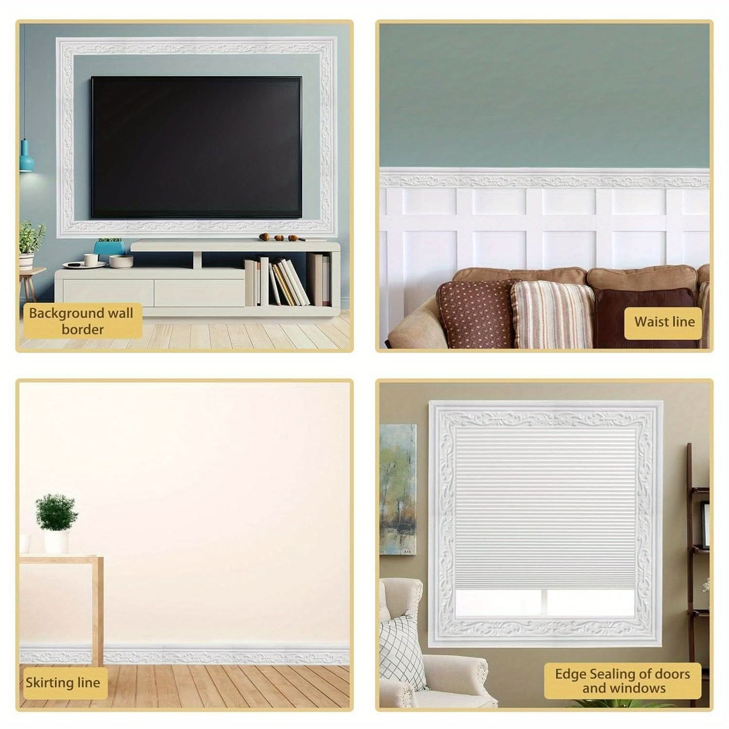 Self-Adhesive 3D White Wallpaper Border