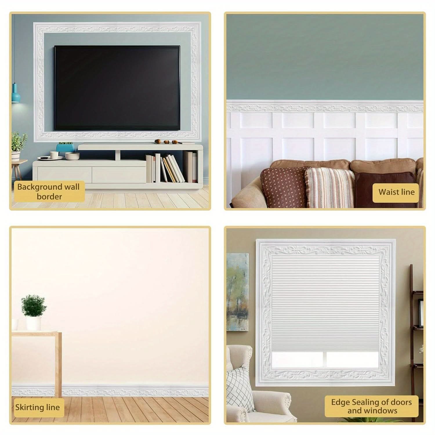 Self-Adhesive 3D White Wallpaper Border
