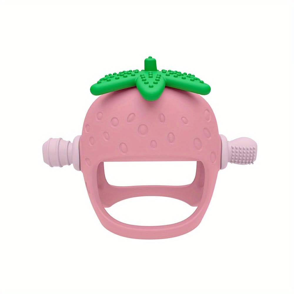 Food-Grade Silicone Baby Teether Glove – Strawberry-Shaped Hand Protector