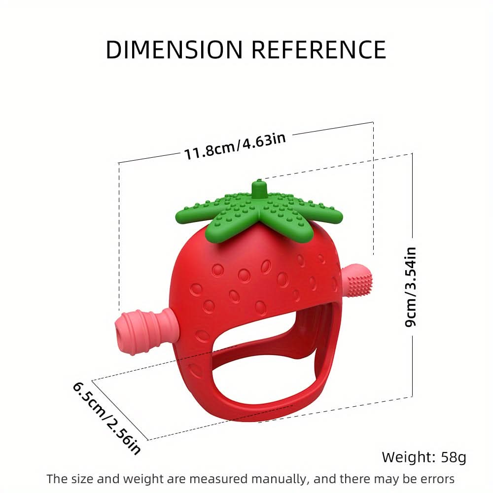 Food-Grade Silicone Baby Teether Glove – Strawberry-Shaped Hand Protector