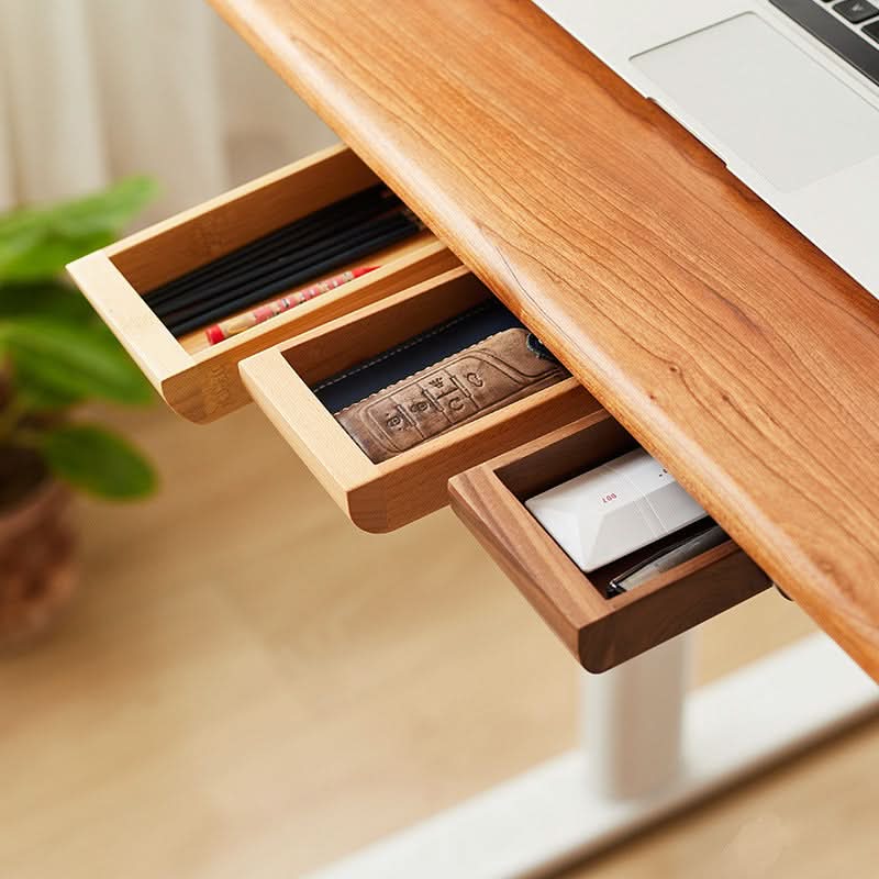 Walnut Wood Under-Desk Drawer Organizer