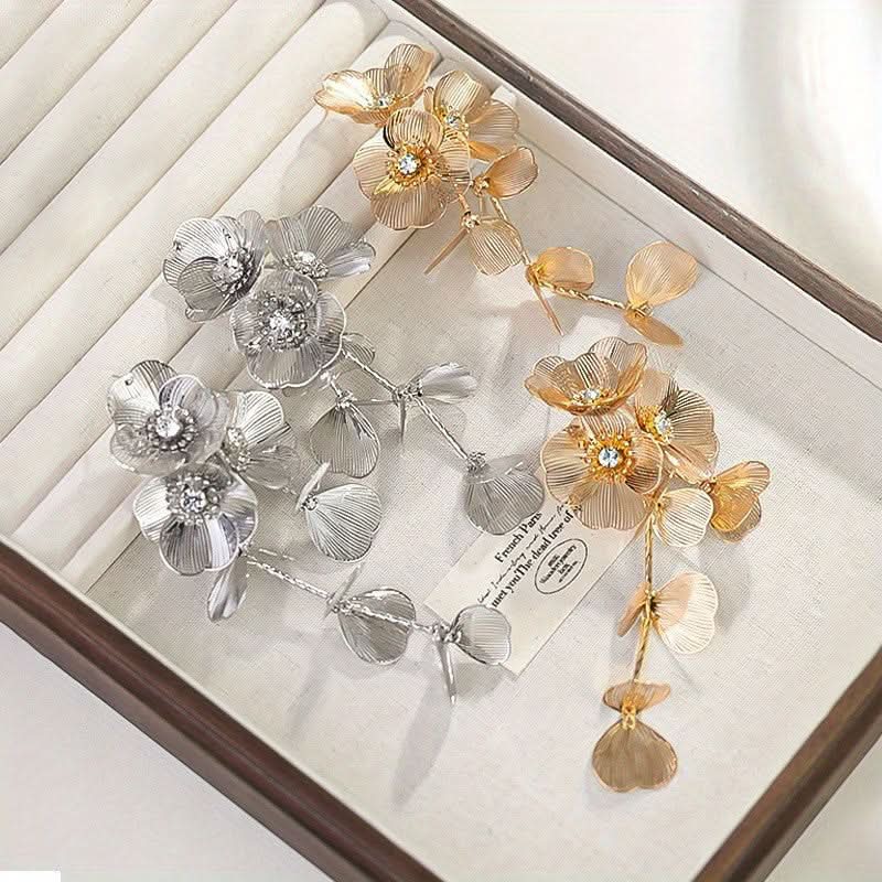 Vintage Flower Tassel Bridal Drop Earrings