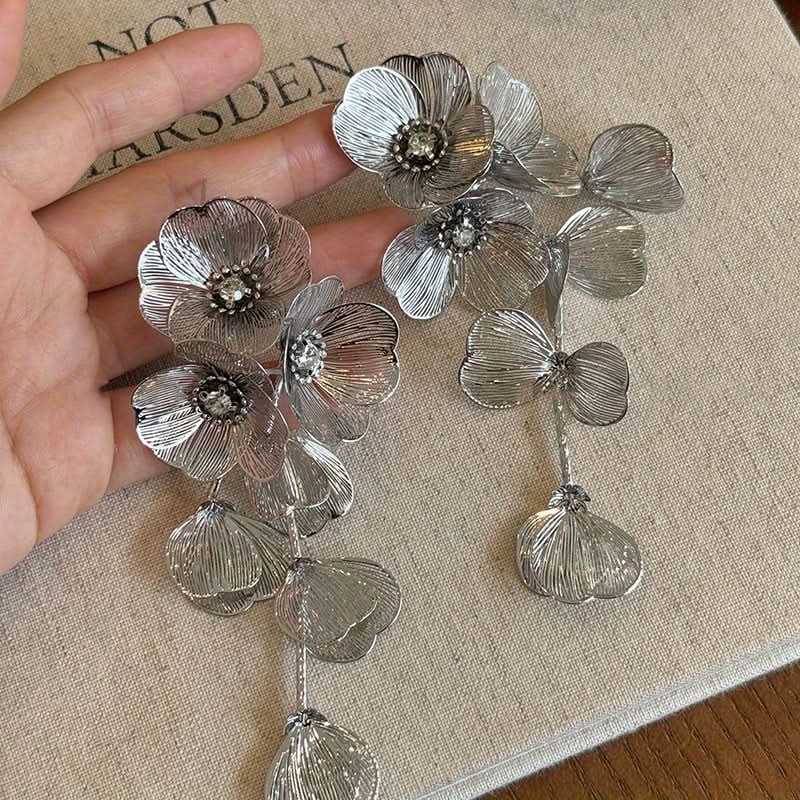 Vintage Flower Tassel Bridal Drop Earrings