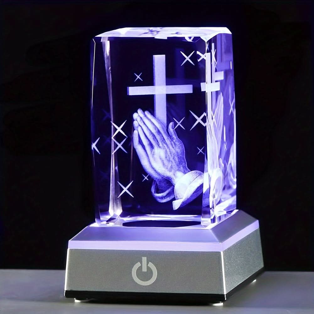 3D Crystal Cross with LED Light – Multi-Color Night Light for Prayer