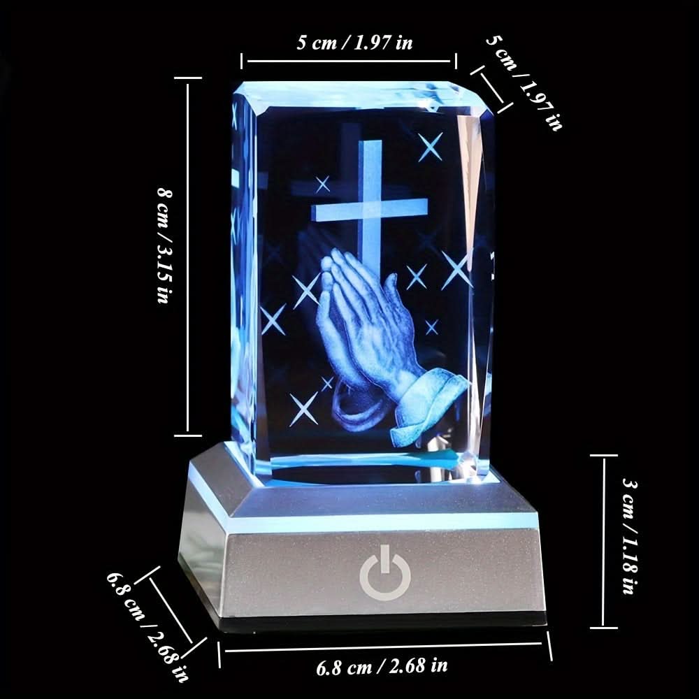3D Crystal Cross with LED Light – Multi-Color Night Light for Prayer
