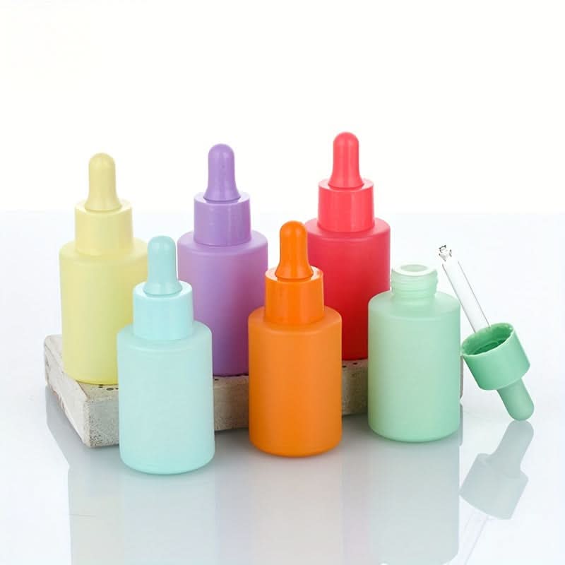 7pcs Frosted Glass Dropper Bottles Set – Essential Oil Containers