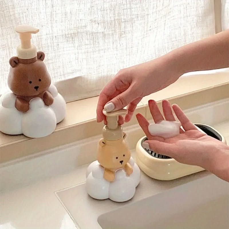 Cute Cartoon Bear Hand Sanitizer Dispenser – Foam Pump Bottle
