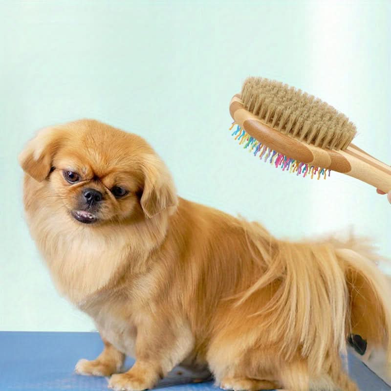Dual-Sided Pet Grooming Comb for Dogs & Cats - TPU Bristle Brush for Shedding and Detangling, Gentle on Skin