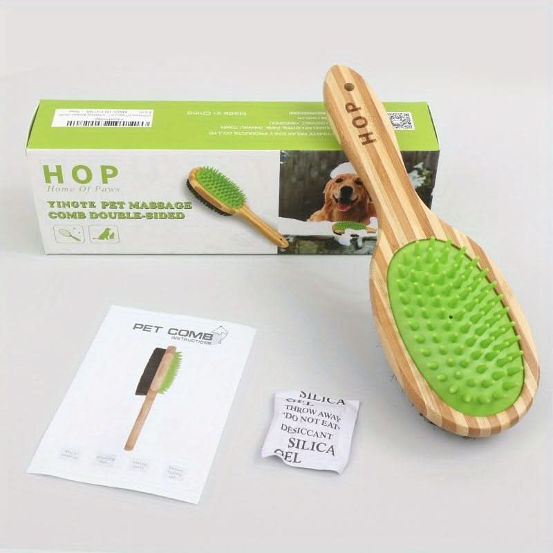 Dual-Sided Pet Grooming Comb for Dogs & Cats - TPU Bristle Brush for Shedding and Detangling, Gentle on Skin