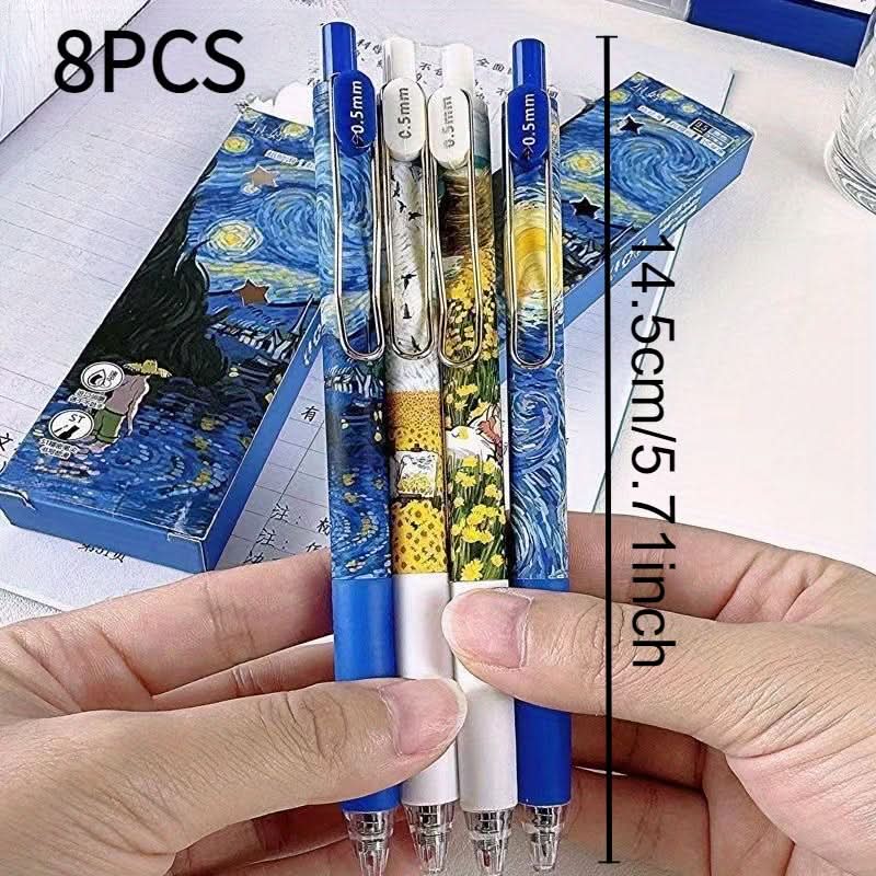 8-Pack Van Gogh Art Inspired Gel Pens – Fine Point 0.5mm
