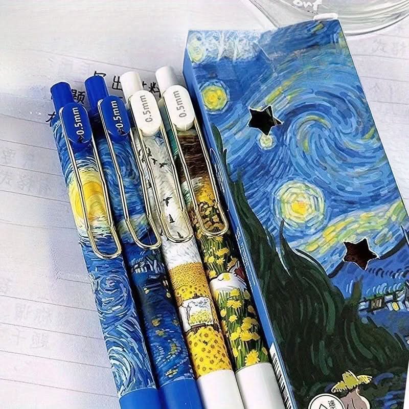 8-Pack Van Gogh Art Inspired Gel Pens – Fine Point 0.5mm