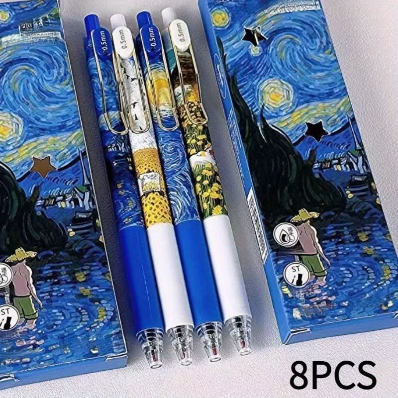 8-Pack Van Gogh Art Inspired Gel Pens – Fine Point 0.5mm