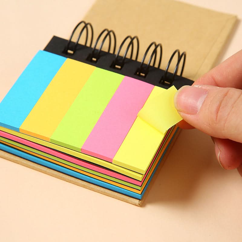 2-in-1 Kraft Paper Spiral Notebook with Sticky Notes – Artistic Loose-Leaf Journal