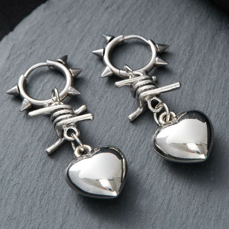 Heart-Shaped Gothic Punk Pendant Earrings