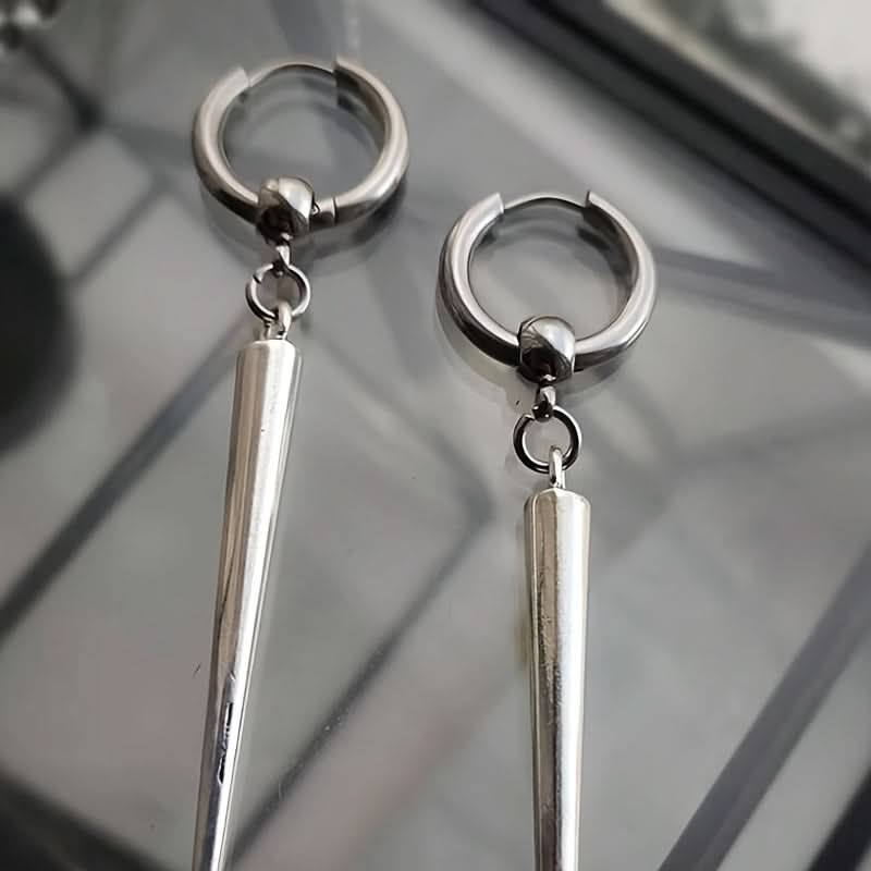 2Pair Silver Punk Rock Long Dangle Earrings