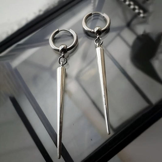 2Pair Silver Punk Rock Long Dangle Earrings