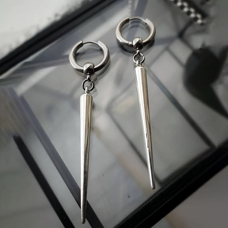 2Pair Silver Punk Rock Long Dangle Earrings