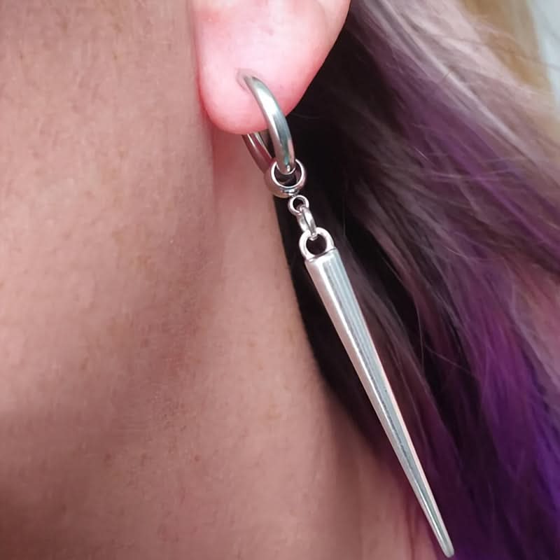 2Pair Silver Punk Rock Long Dangle Earrings