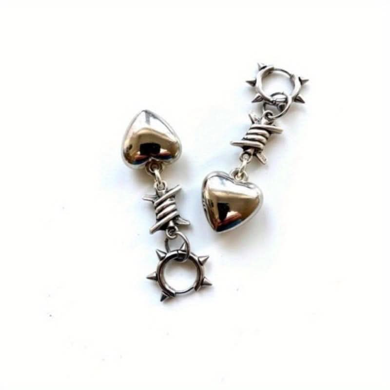 Heart-Shaped Gothic Punk Pendant Earrings