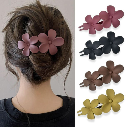 Pack of 4 Pcs. Black Floral Hairpins – Elegant Flower Clips