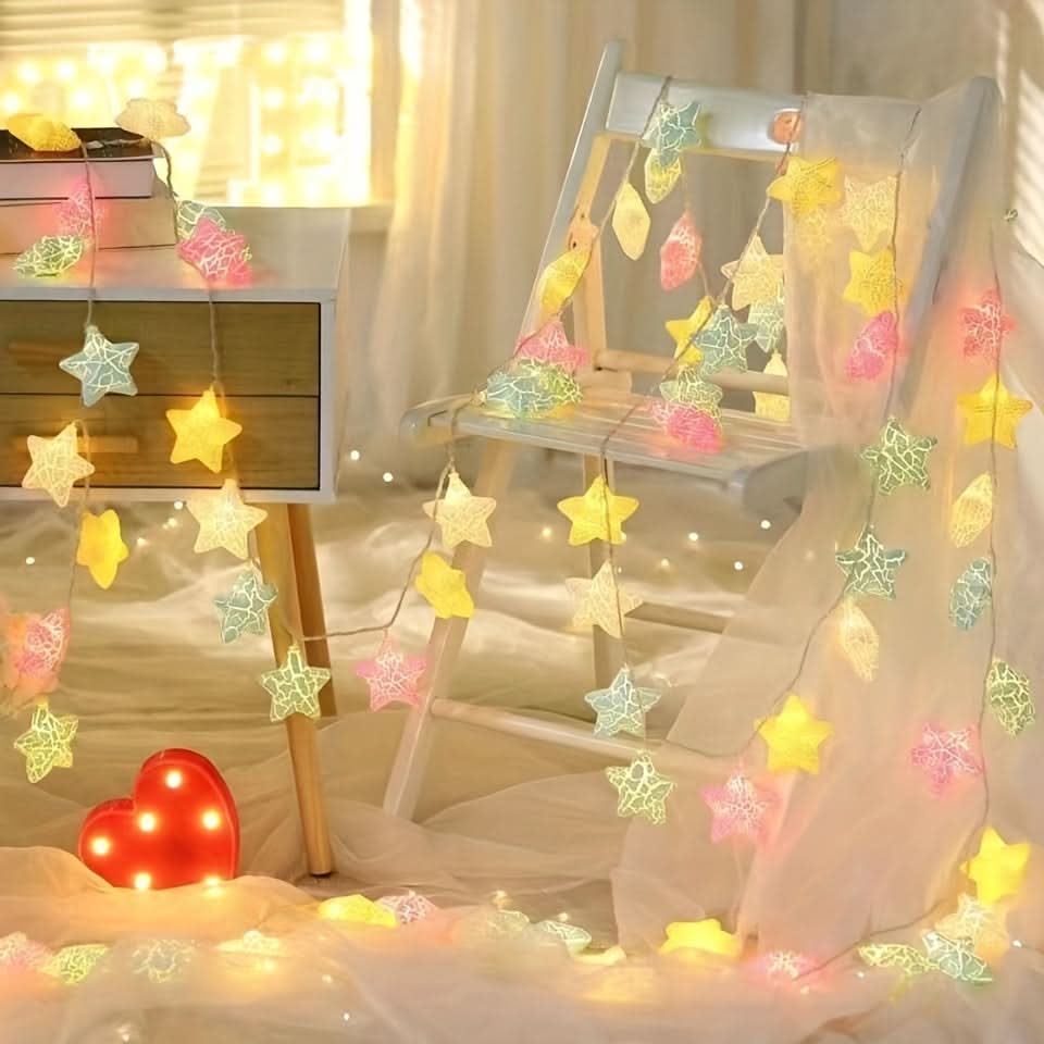 AA Battery-Powered LED Star String Lights