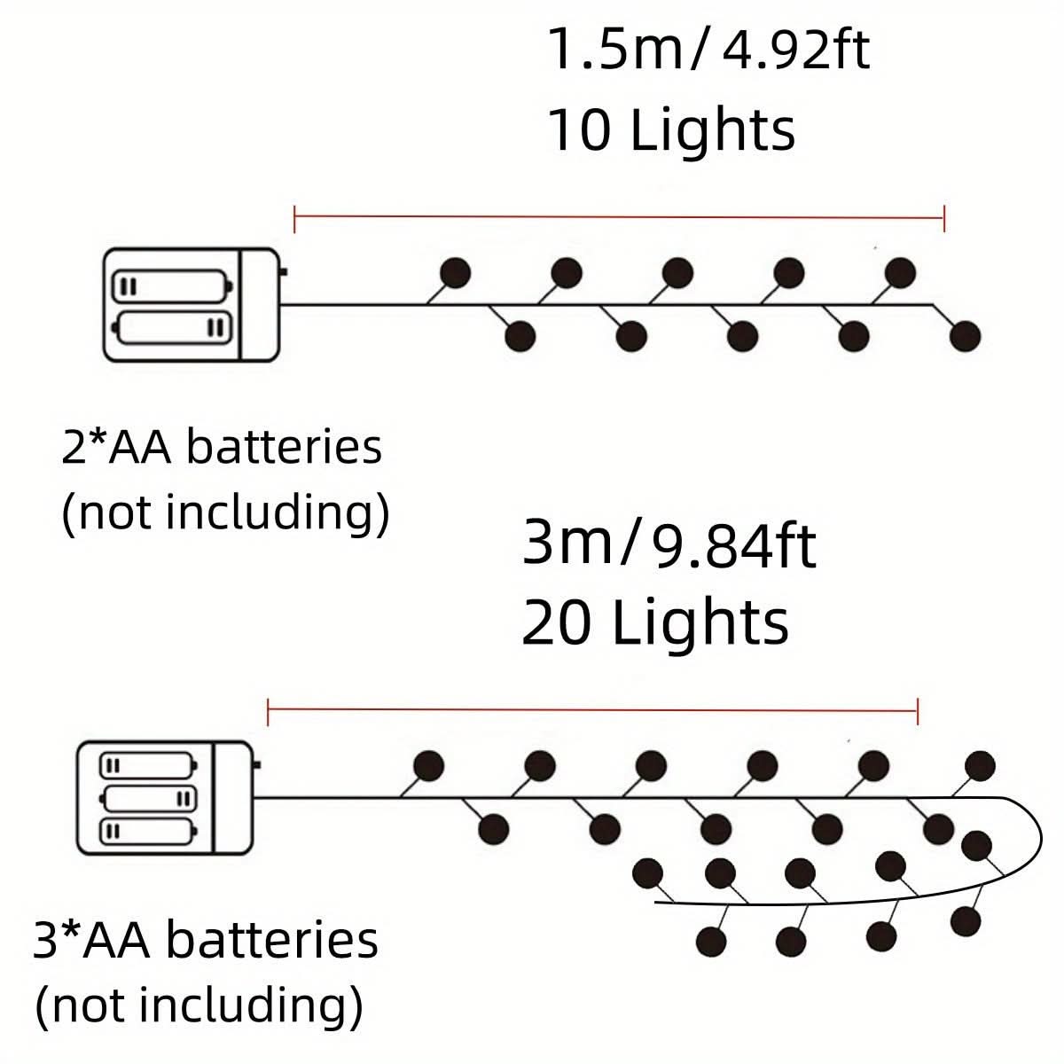 AA Battery-Powered LED Star String Lights