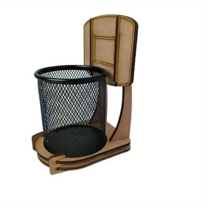 Basketball Hoop Wooden Pen Holder Organizer