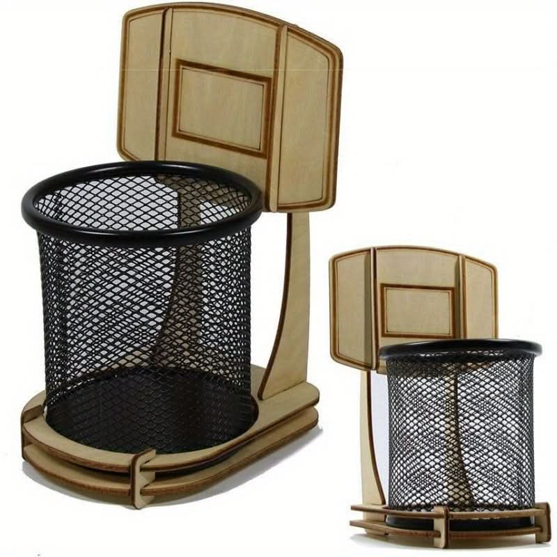 Basketball Hoop Wooden Pen Holder Organizer