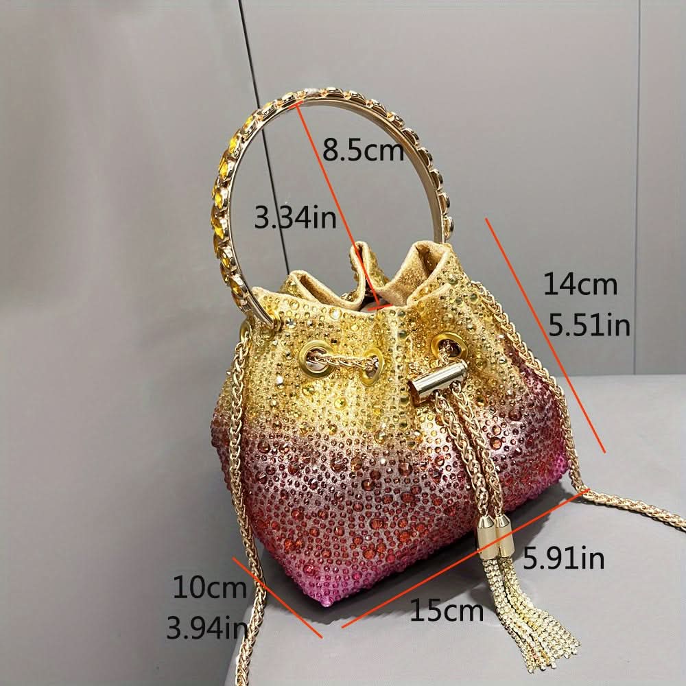 Rhinestone Crystal Drawstring Evening Clutch