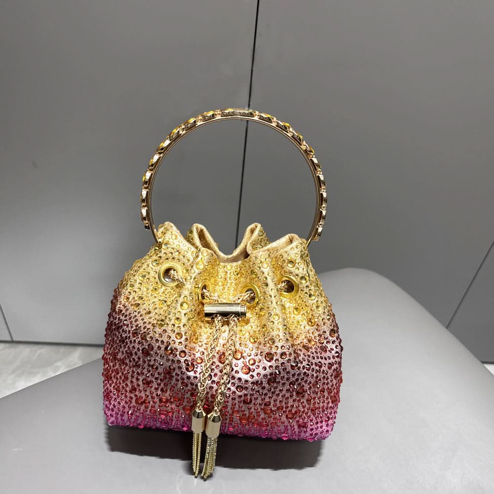 Rhinestone Crystal Drawstring Evening Clutch
