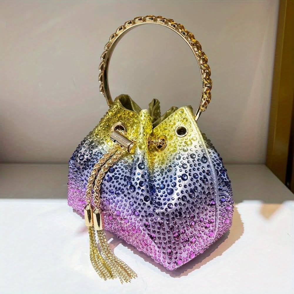 Rhinestone Crystal Drawstring Evening Clutch
