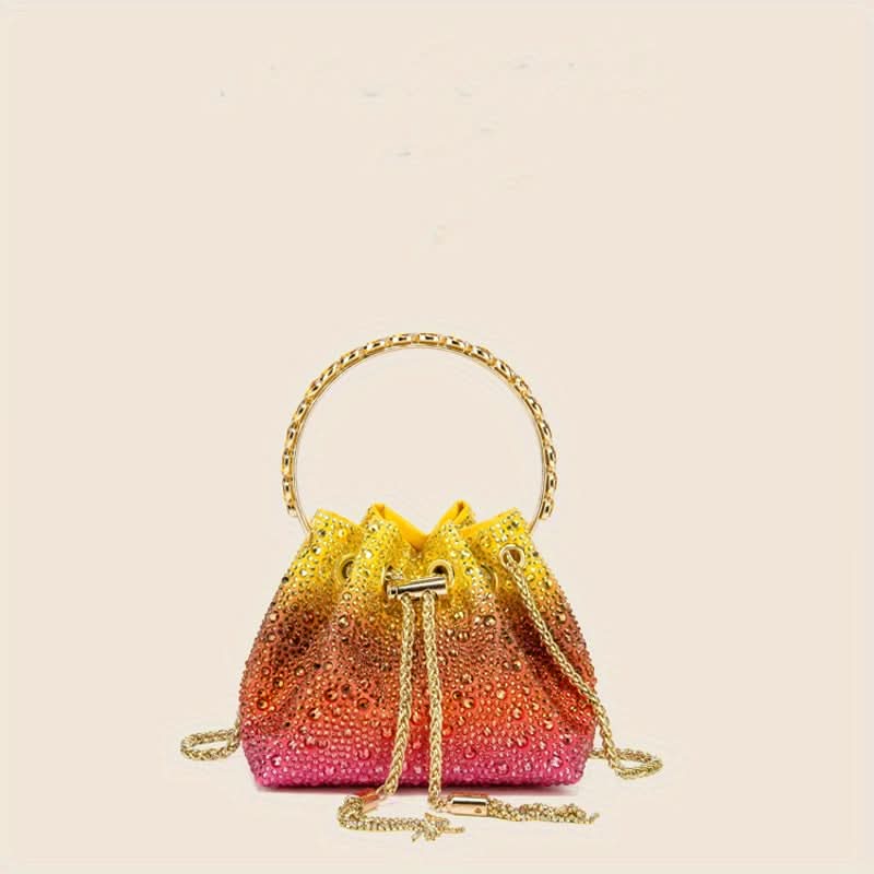 Rhinestone Crystal Drawstring Evening Clutch