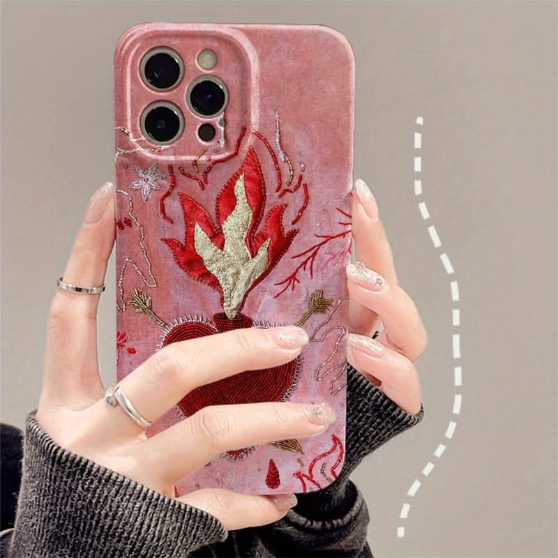 Retro Flame Heart Shockproof iPhone Case