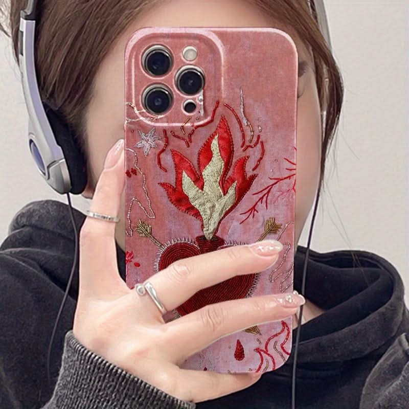 Retro Flame Heart Shockproof iPhone Case