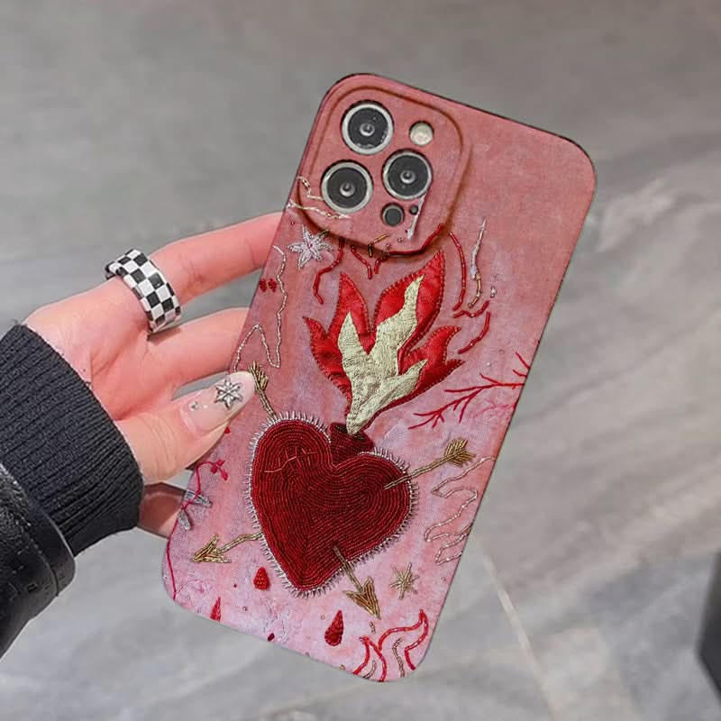 Retro Flame Heart Shockproof iPhone Case