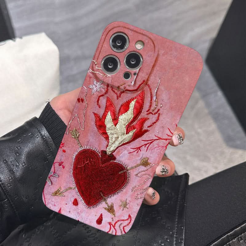 Retro Flame Heart Shockproof iPhone Case