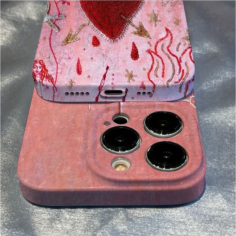 Retro Flame Heart Shockproof iPhone Case