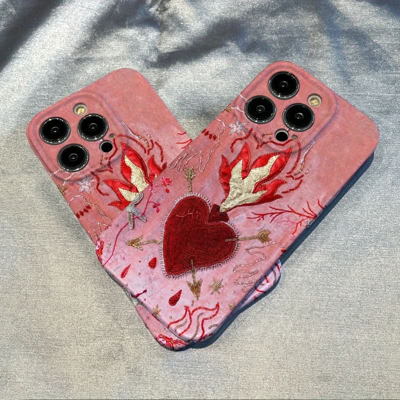 Retro Flame Heart Shockproof iPhone Case