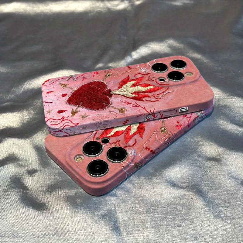 Retro Flame Heart Shockproof iPhone Case