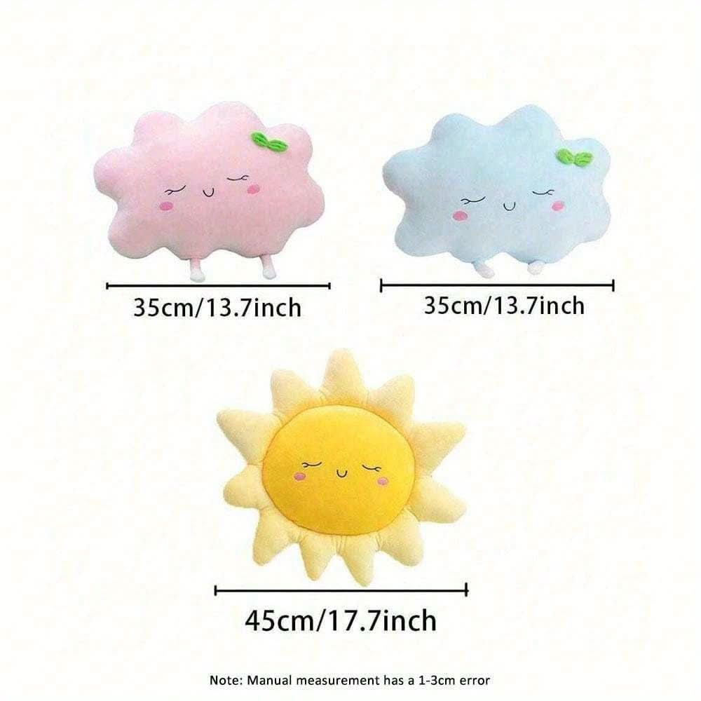 Adjustable Cloud & Sun Shaped Car Cushion – Soft Cartoon Plush Travel Pillow for Kids