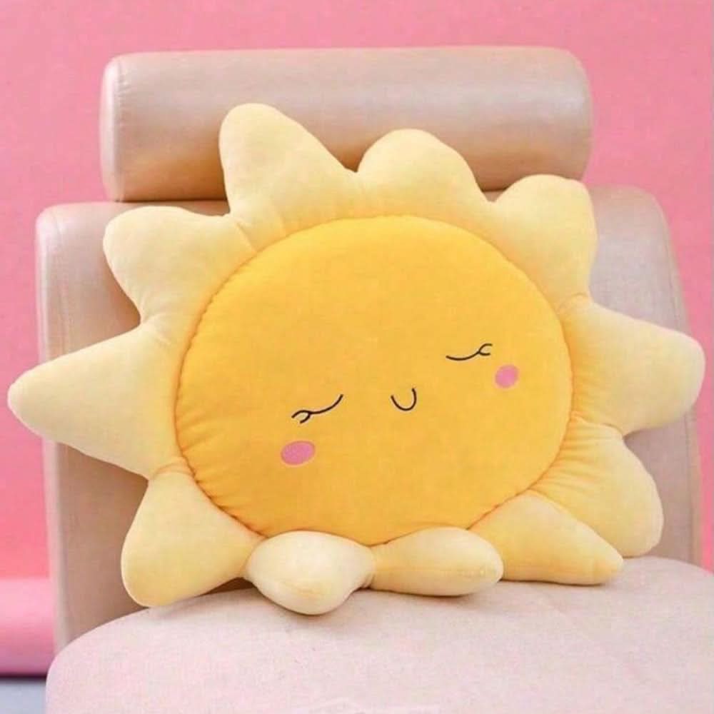 Adjustable Cloud & Sun Shaped Car Cushion – Soft Cartoon Plush Travel Pillow for Kids