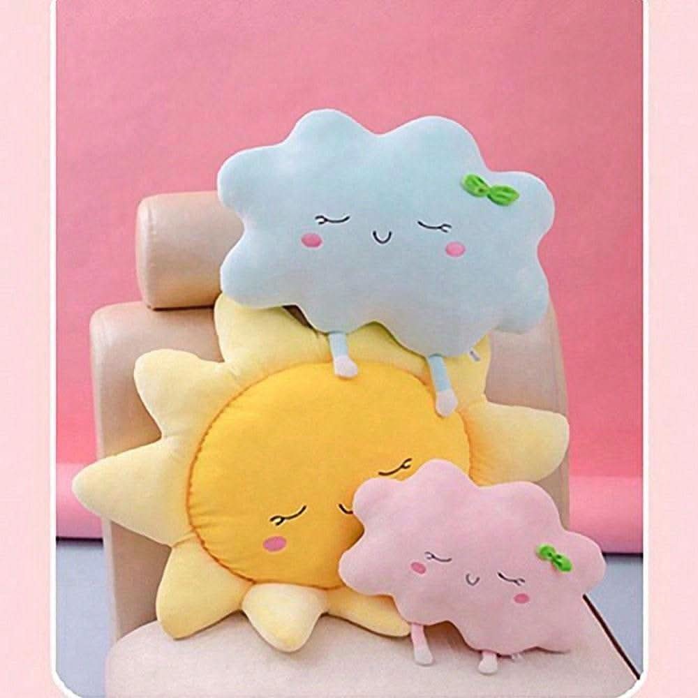 Adjustable Cloud & Sun Shaped Car Cushion – Soft Cartoon Plush Travel Pillow for Kids