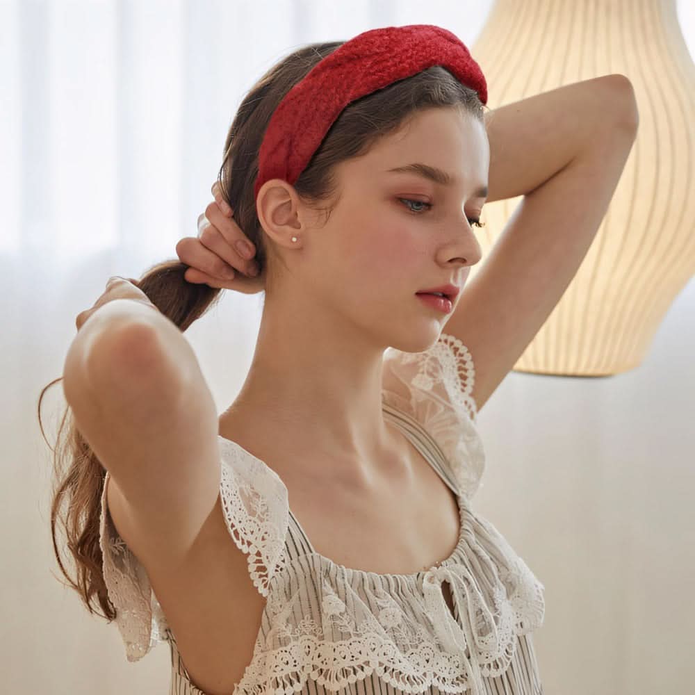 Pack of 5 pcs. Red Pearl Rhinestone Headbands for Women