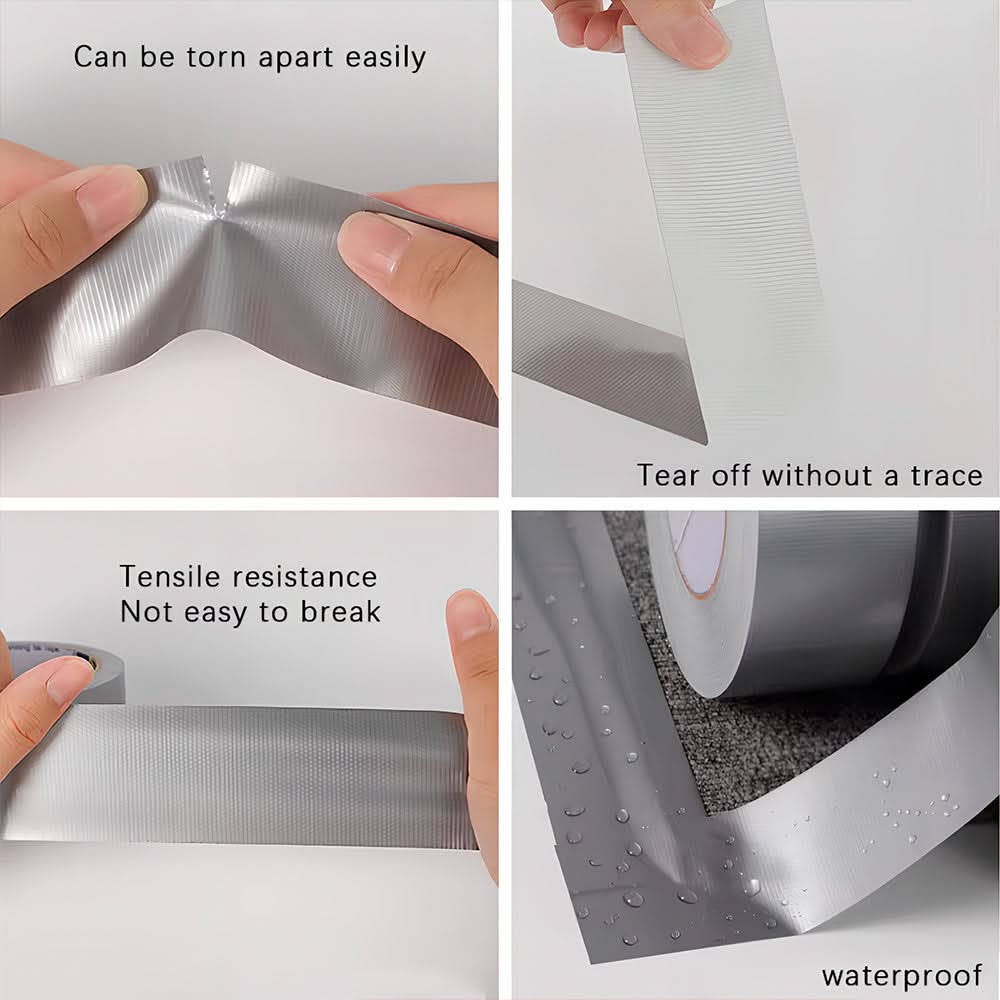 66Ft Heavy-Duty Silver Waterproof Duct Tape - Leak-Proof for Repairs