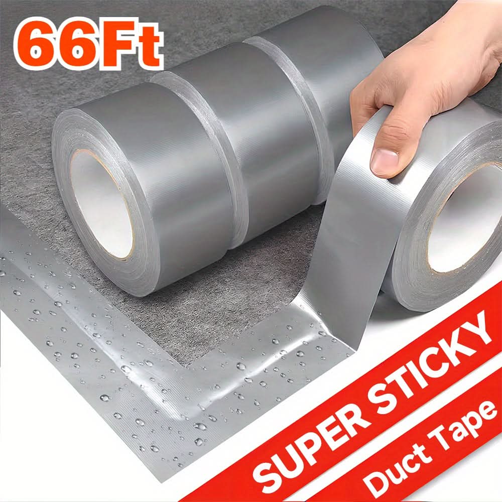 66Ft Heavy-Duty Silver Waterproof Duct Tape - Leak-Proof for Repairs